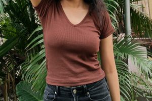 Brown V-Neck T-Shirt