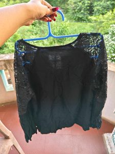 Tokyo Talkies Women Black SelfDesign A-Line Top