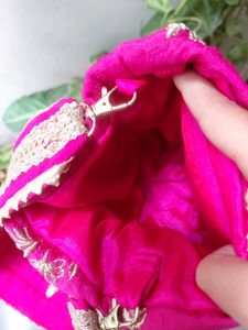 Pink Embroidered potli bag