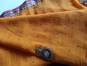 Gorgeous  Orange Embroidered Saree