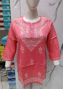 Lakhnavi Hand Embroidery Short Kurti