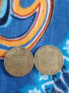 Old Coins 20 Paise With Different Years