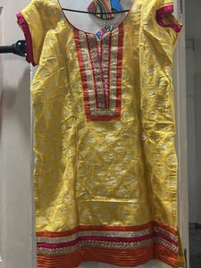 Chander Silk Yellow Beautiful Kurta Set