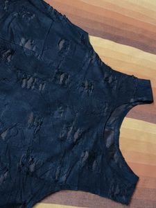 Women Black Ripped Style Casual Top