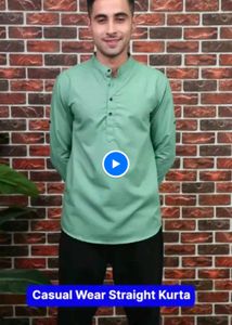 Mens Solid Straight Kurta  XXL  Olive Green