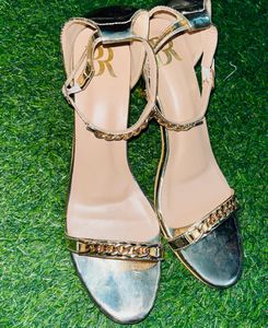 Stylish Gold Chain Heel Sandals