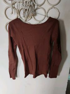 Nice Brown Ribbed Crop Top