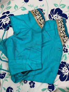 Sky Blue Saree With Blouse