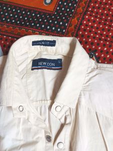 White Half Denim Cotton Shirt