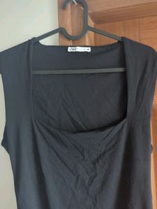 Zara Polyamide Square Neck Black Bodysuit MRP 1500