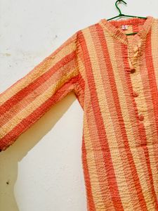 Coral Coloured Crinkled Kurta Top(XXL)🍑