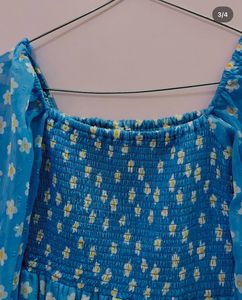 Floral Print Blue Dress
