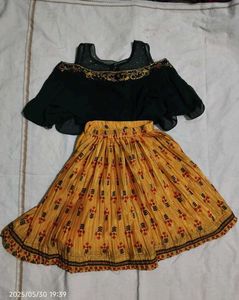 Girls' Festive Top & Skirt Set