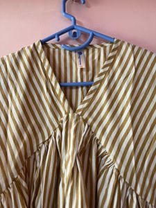 Striped Ruffle Sleeve Top  And Pink Tunic