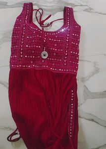 Hot Pink Embellished Party Dress