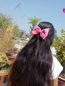 Handmade Pink Floral Bow Hair Clip
