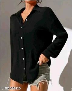 Oversized Black Button-Down Shirt