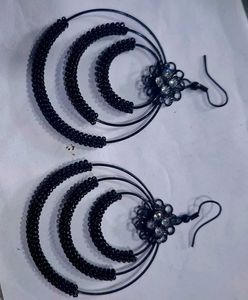 Black Beaded Earrings