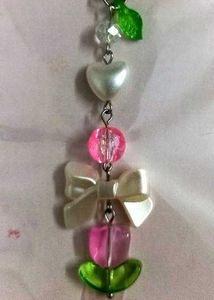 🩷🌷 Pink Tulip Phone Charm with Heart &amp; Bow 🎀✨