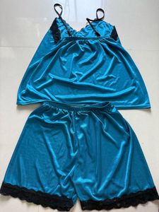 Teal Satin Night Wear Set