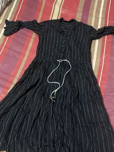 Striped Black Midi Dress
