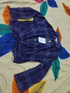 Navy Blue Dotted Line Top