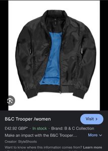 B&C Black Trooper Jacket Men Size Large