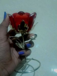 Vintage Red Glass Flower Candle Holder