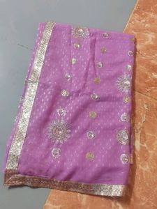 Lavender Chamki Sarees
