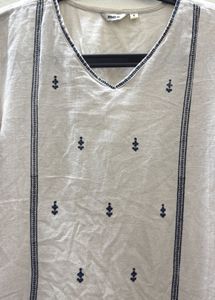 Embroidered Linen Tunic Dress