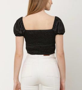 Stylish Black Satin Crop Top