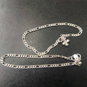 Pure Silver Fancy Figaro Chain Ghungroo Anklets