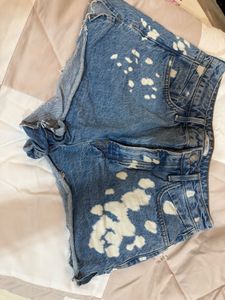 Bleach Dye Denim Shorts