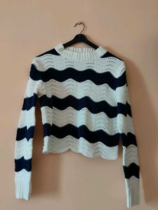 Striped Knit Cropped Sweater