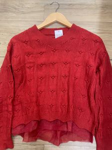 Rust Orange Knit V-Neck Winter Top