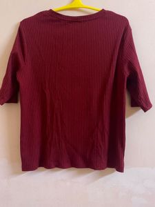 Maroon Ribbed Top - Women  (XXL)