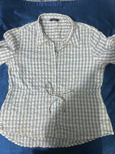 Gingham Tie-Waist Shirt