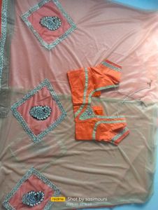 Beautiful Lace Work Saree& Stiched Blouse