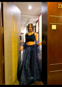 Designer Navy Blue🧿 Lehenga Choli with Net Dupatt