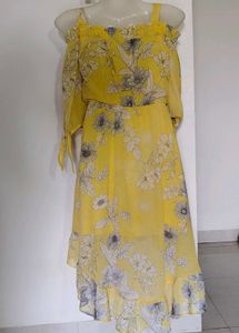 Sequin Hearts Girls Yellow Floral Cold Shoulder Dr