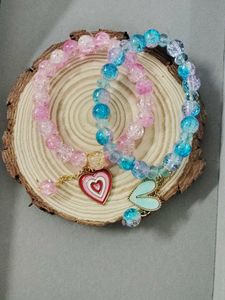 Beaded Heart Charm Bracelet Set