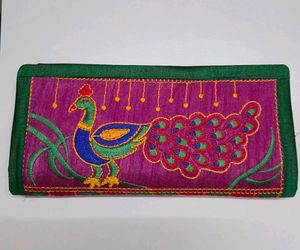 Embroidered Peacock Wallet (New)