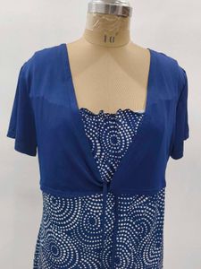 Navy Print Fit &amp; Flare Dress