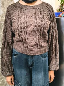 Brown oversized woolen sweater