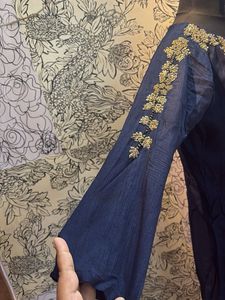 Elegant Navy Embroidered Dress