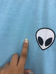 Alien Graphic Print Tee - Light Blue