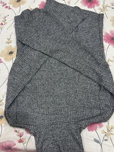 Gray Ribbed Knit Turtleneck