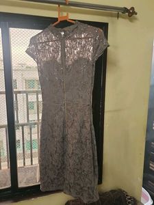 Elegant Gray Lace Dress