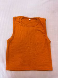 Orange Ribbed Tank Top