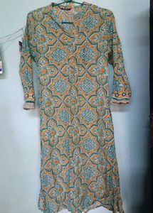 Green And Yellow Beautiful Cotton Kurtha